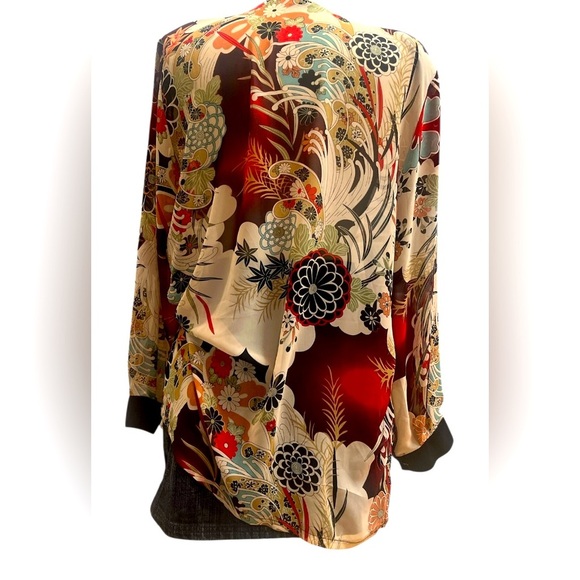 Floral Print Women's Sheer Blouse - Picture 5 of 6